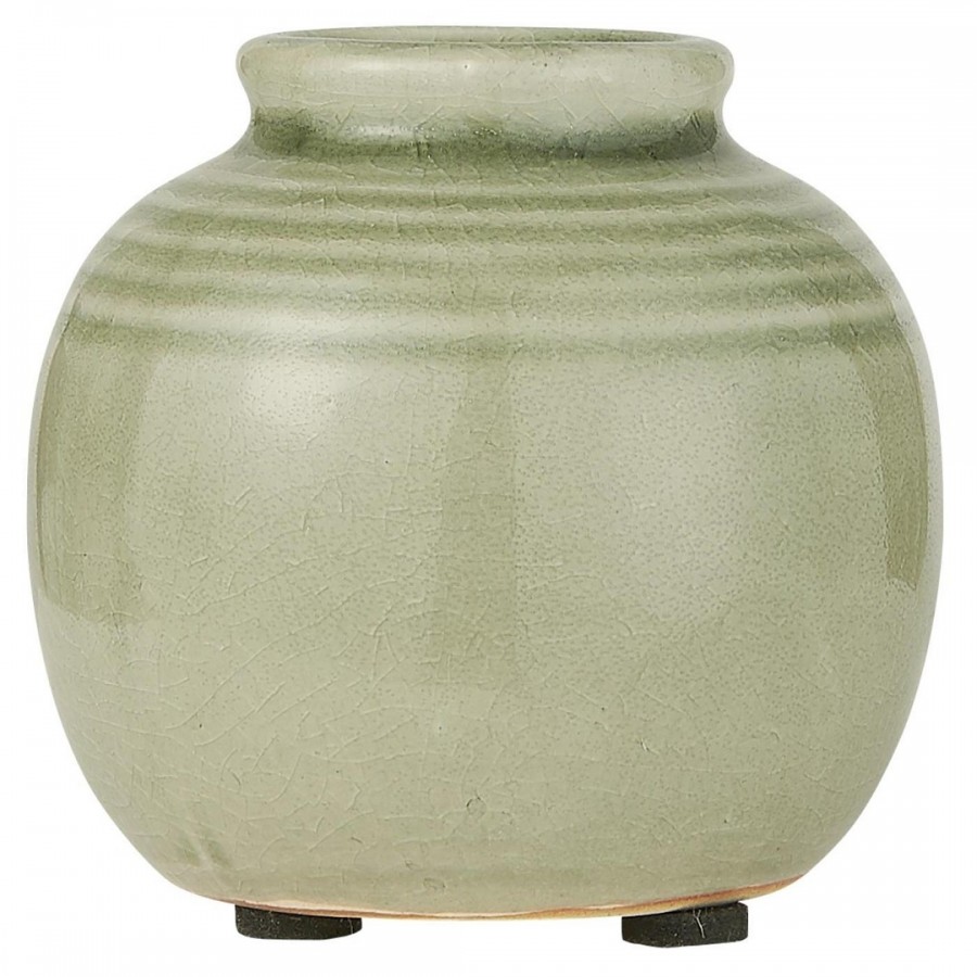 Yrsa Mini Vase - Blågrå m. riller H:7,5 Ø: 8 cm