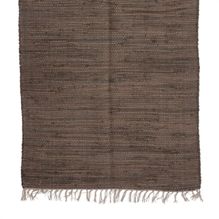 Bomuldstæppe m. frynser-Brun-60x90