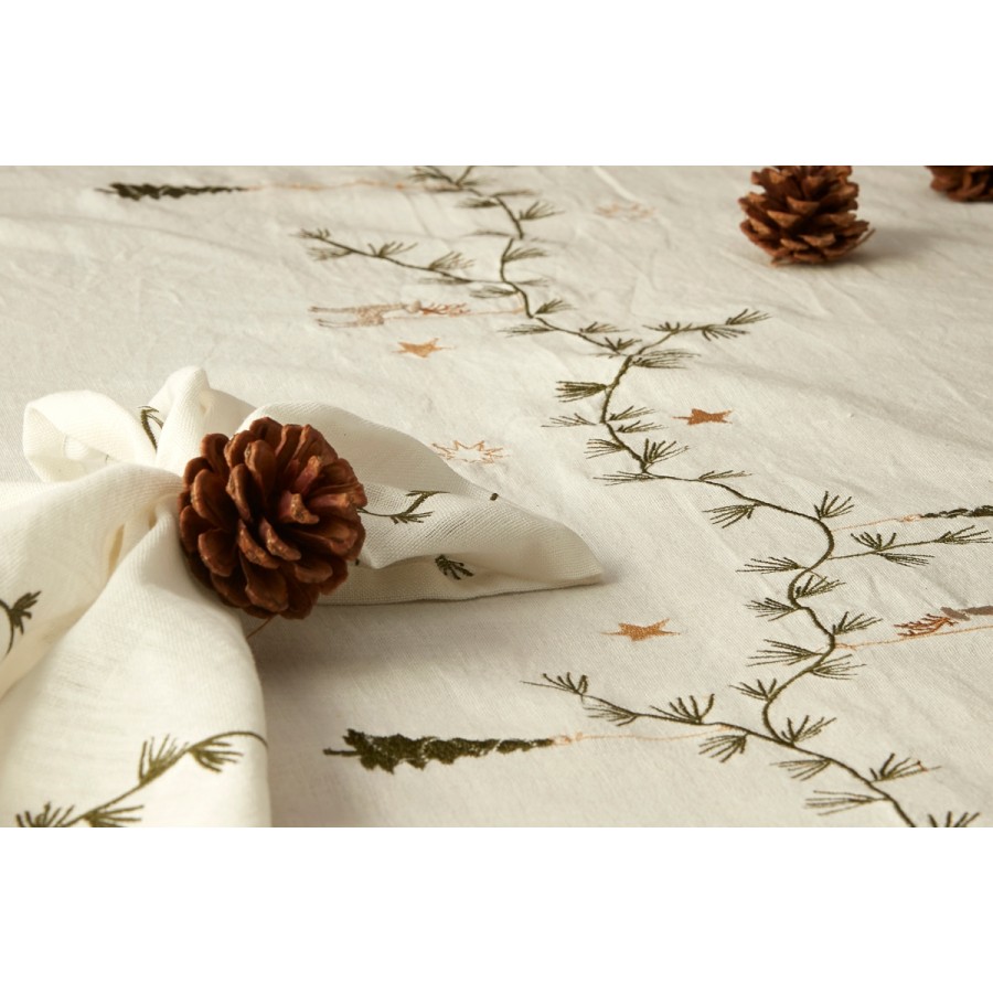 Broderet-dug -vinter -hvid- 140x240