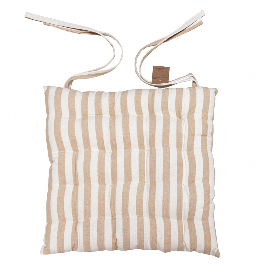 Hynde 4 cm - Genbrugsbomuld - Beige/Hvid strib