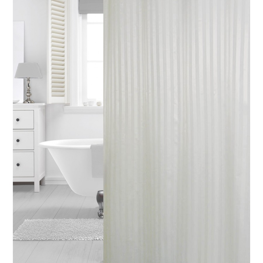 Badeforhæng Hilton Hvid 180x200