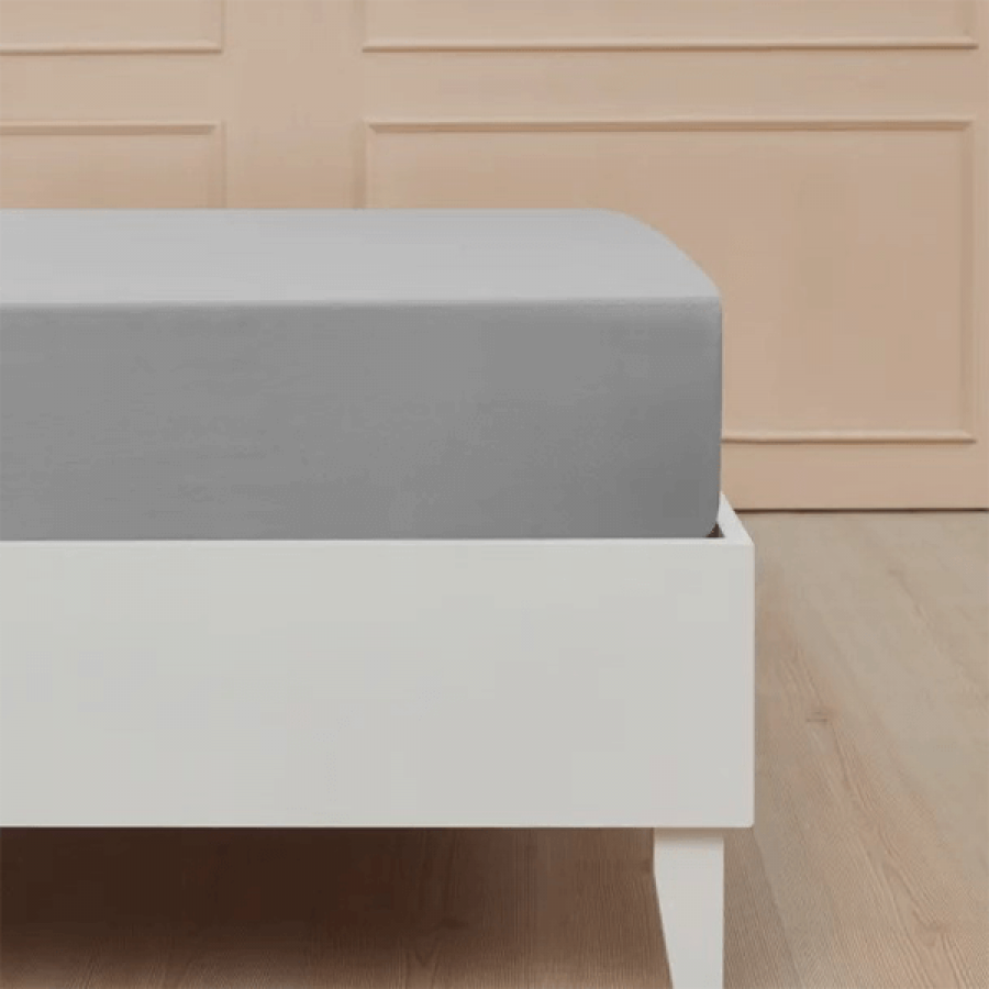 Boxlagen 90x200 - Bomuldssatin lysgrå