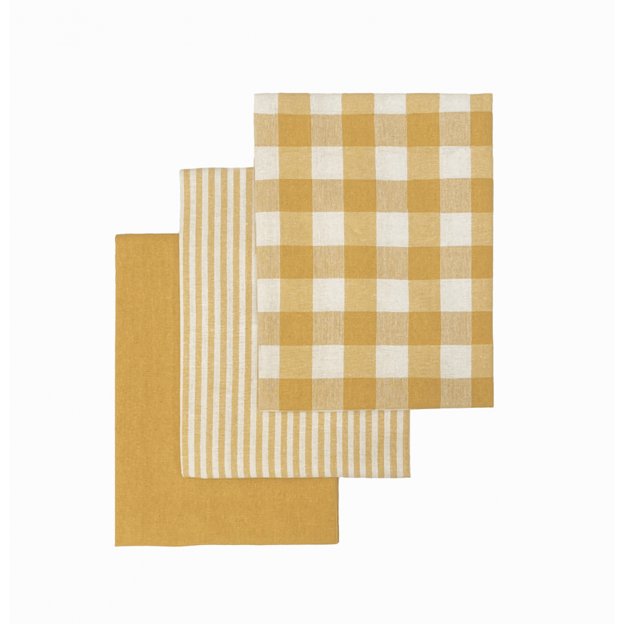 Viskestykker 3-pak Genbrugsbomuld Orange/varm gul 50x70cm