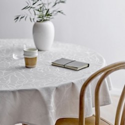 Damask Dug Rund - Abstract Leaves Beige DIA 160 cm