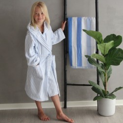 Byskagen børne badekåbe Nico Blå strib str. 8 år