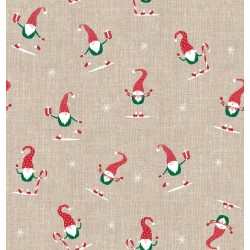 Akryldug nisser med julegaver beige brd. 140cm